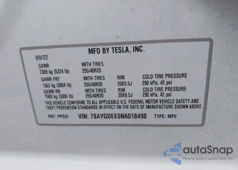 2022 Tesla Model Y Long Range Dual Motor All-Wheel Drive из США, поврежденный, VIN 7SAYGDEE0NA018498